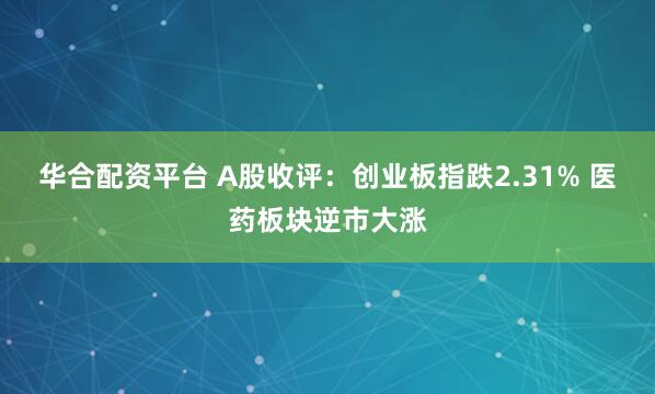 华合配资平台 A股收评：创业板指跌2.31% 医药板块逆市大涨